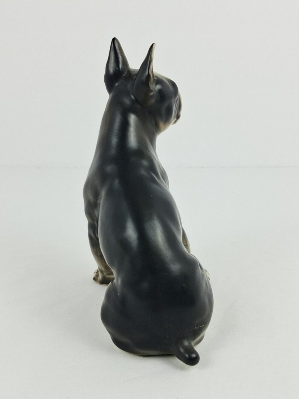 VTG Enesco Boston Terrier Dog Ceramic Figurine Black & White Gloss Finish 6.25" - Picture 4 of 12